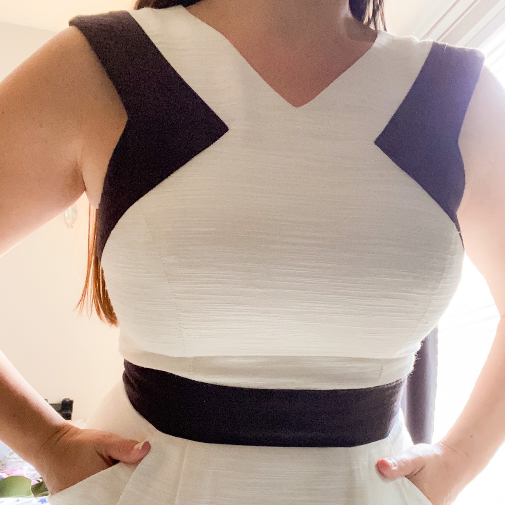 Off White and Brown Shoshanna Dress